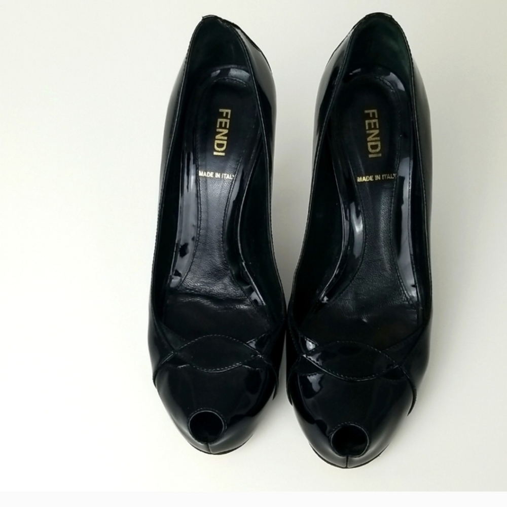 Fendi Women's Black Peep Toe Pumps